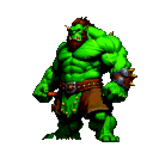 Pixel art orc brute with a club