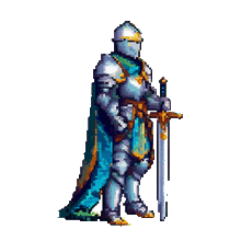 Looping pixel-art knight run cycle