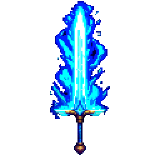 Glowing blue magic sword