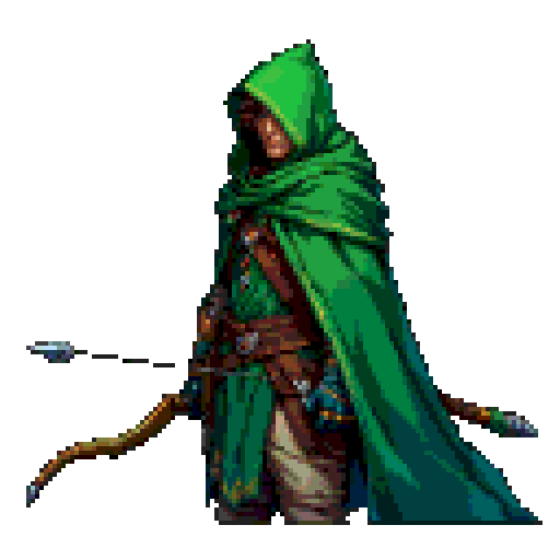 Pixel art elven ranger with a longbow