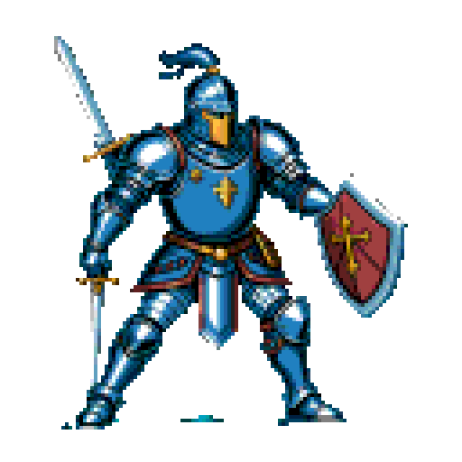Pixel art knight hurt pose, transparent sprite