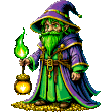 Pixel art arcane wizard with a glowing lantern